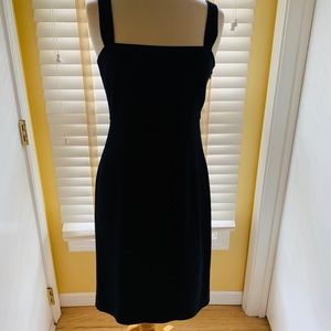 Giorgio Armani solid black sheath dress.